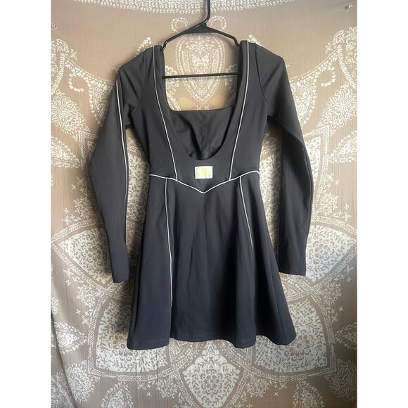 Yellow YLLW the Label Bailey Long Sleeve Tennis Dress in Charcoal Size Small - Picture 7 of 8